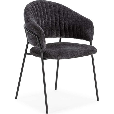 Pack de 2 sillones modelo Lidia tapizado textil gris oscuro, 81.5cm(alto) 54cm(ancho) 57cm(largo) (1/5)