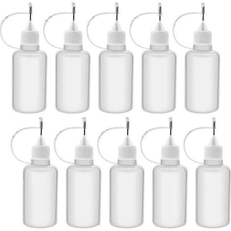 Lot de 10 flacons compte-gouttes rechargeables de 30 ml en plastique souple avec bouchon à aiguille