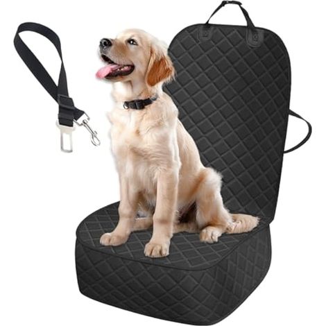 Housse de siège avant pour chiens, housse de siège imperméable pour chien avec rabats latéraux, protection de siège de voiture anti-rayures avec poche, housse de siège avant antidérapante (1/5)