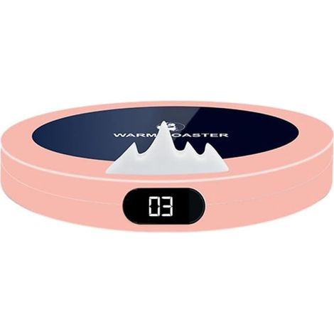 CCYKXA Smart Coffee Cup Warmer 10W Fast Heating with 3-Stage Temperature Control Portable Cup Warmer 8H Automatic Shut-Off Pink