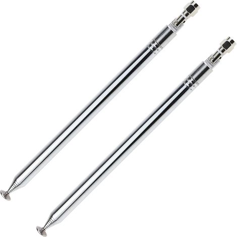 2pcs 10-Section Telescopic Antenna 200-1200mm 10mm Diameter DAB FM Antenna Replacement for Radio TV VHF/UHF Wireless System Stainless Steel (1/5)