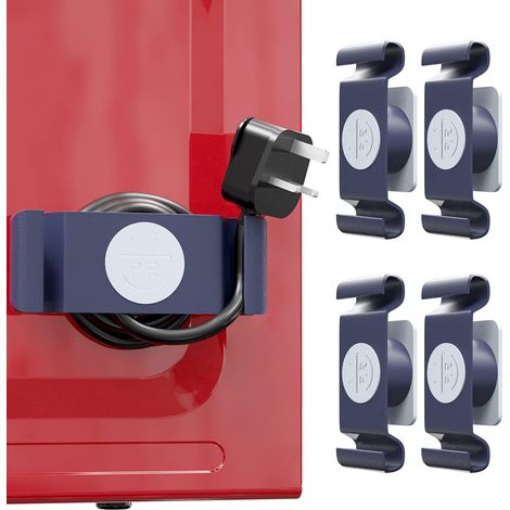 Lot de 4 organisateurs de câbles pour appareils de cuisine, enrouleurs de câbles adhésifs rotatifs, range-câbles, supports et fixations pour une gestion optimale des câbles (bleu) (1/5)