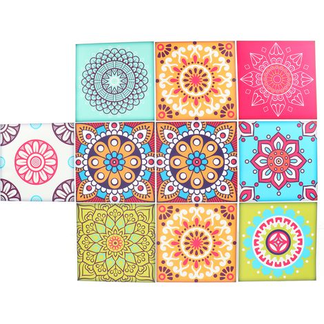 Lot de 10 autocollants muraux imperméables et auto-adhésifs pour carrelage en céramique, décoration pour la maison et la chambre (1/5)