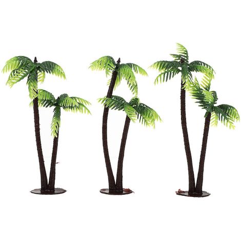 Lot de 3 mini pots de fleurs en plastique en forme de cocotier, pour bonsaï, micro-paysage et décoration à faire soi-même-2-Green
