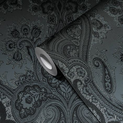 A.S. Création Barocktapete Schwarz 10.05 m x 0.53 m 64 cm (gerade) Vlies scheuerbeständig gut lichtbeständig restlos trocken abziehbar (1/5)
