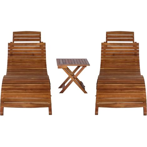 Maison Exclusive - Lettino Prendisole 3 pz con Tavolino in Legno Massello d'Acacia