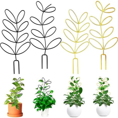 4 Pcs Metal Plant Stakes Indoor Plant Trellis Leaf Shaped Wire Stake for Climbing Plants Indoor Plant Decoration Mini Plant Stake (1/5)