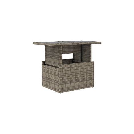 Table de jardin dessus en verre gris 100x55x73 résine tressée (1/5)