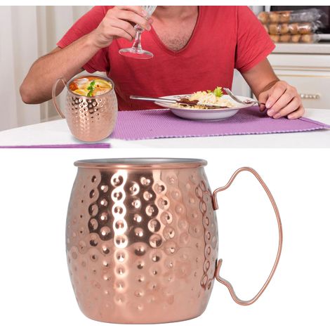 Verre à cocktail Moscow Mule en acier inoxydable 304, verre à bière créatif Hammer Bar, chope en forme de tambour, or rose (1/5)