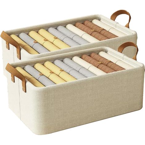 2 Faltboxen mit Griffen, Stoff, Kleidung, 40 x 27 x 21 cm