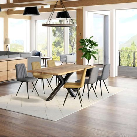 Table extensible en chêne huilé bords naturels 200 cm ETNA (1/5)