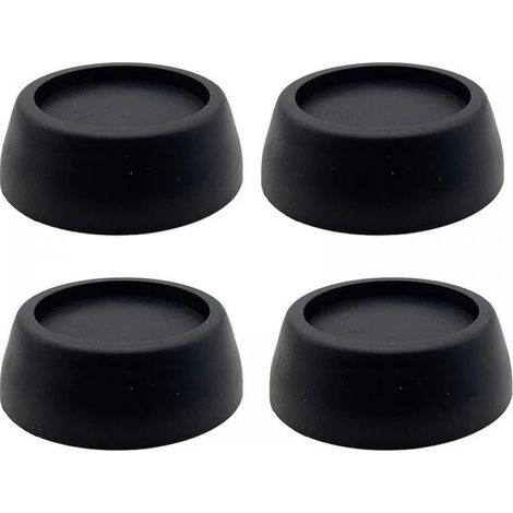 4 Pieds de lave-linge, Caoutchouc, Anti-vibration, Noir, Pour sols bois et carrelage (1/4)