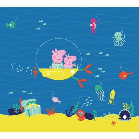 papier peint panoramique Peppa Cochon bleu et jaune - Sanders & Sanders (1/3)