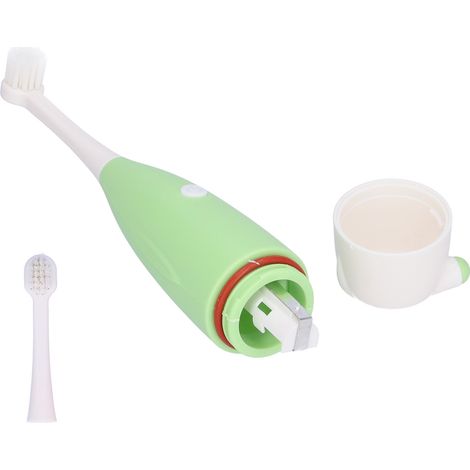 Brosse à dents électrique sonique enfant, brosse nettoyante en plastique vert, brosse dentaire automatique à pile pour tout-petits, hygiène bucco-dentaire douce, 1 pièce. (1/5)