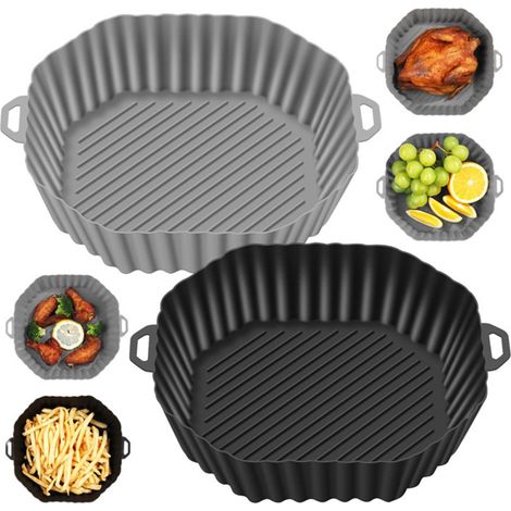Tappetini in silicone per friggitrici ad aria, carta di ricambio antiaderente per forno e microonde, utensili da cucina. (1/4)