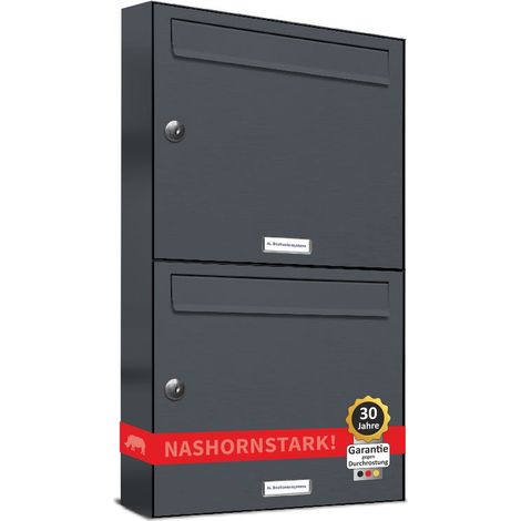 2er Briefkasten Anthrazit Anlage 2 Fach Wandbriefkasten Postkasten (1/5)