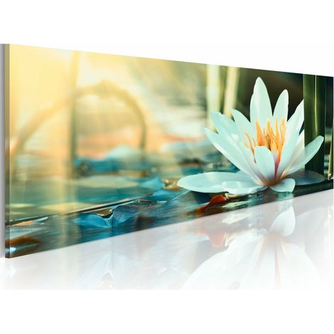 Tableau le lac de lotus - 135 x 45 cm (1/4)