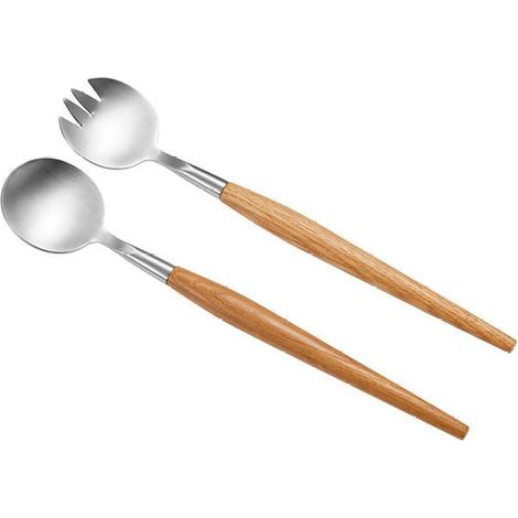 Couverts à salade 2 pièces, bois, 28 cm