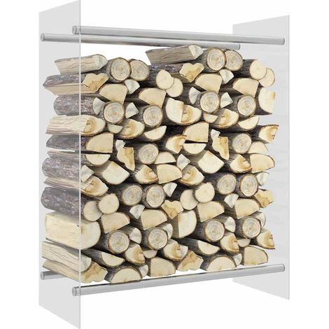 Portant de bois chauffage- Porte-bûches- Meuble pour range bûches Transparent 80x35x100 cm Verre trempé 860230 (1/5)