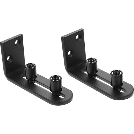Guide de Sol en Acier au Carbone pour Porte de Grange Noir 2 Pièces Double Rouleau Roulement, sans Perçage au Sol, sans Rainure Requise, Accessoire pour Porte Coulissante (1/5)