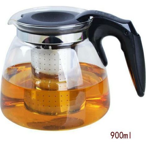 Théière en verre 900 ml avec infuseur à thé, théière en verre, théière avec infuseur, pour sachets de thé en vrac, café