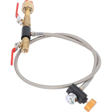 Adaptateur de remplissage de bouteille de CO2 CGA320 G1/2 avec tuyau de 36 pouces, instrument et commande de vanne à deux mains pour réservoirs d'eau gazeuse (1/5)