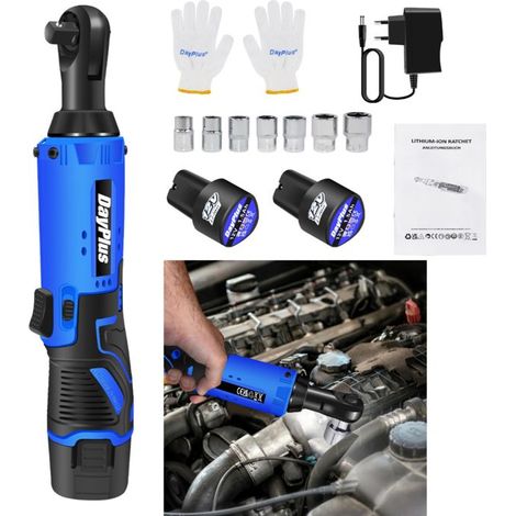 12V Cordless Ratchet Wrench 3/8", Torque 40N.M, 1500mAh Batteries, 7 Sockets, for DIY and Automotive