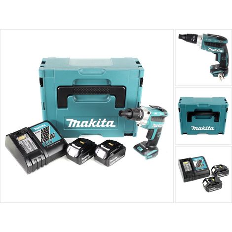 Makita DFS 251 RMJ 18 V Li-Ion Trockenbauschrauber Brushless im Makpac mit 2x BL1840 B 4,0 Ah Akku und DC18RC Ladegerät