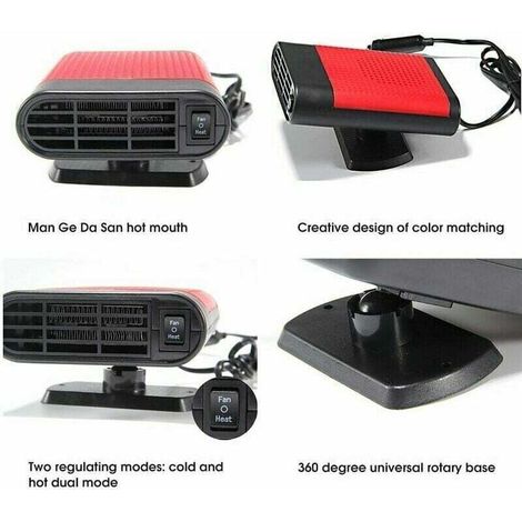 Pannello solare portatile da 12 V 150 W, riscaldatore elettrico 2 in 1, funzione riscaldamento e raffreddamento, ventilatore per parabrezza, disappannatore, sbrinamento e purificatore, nero e rosso (1/4)