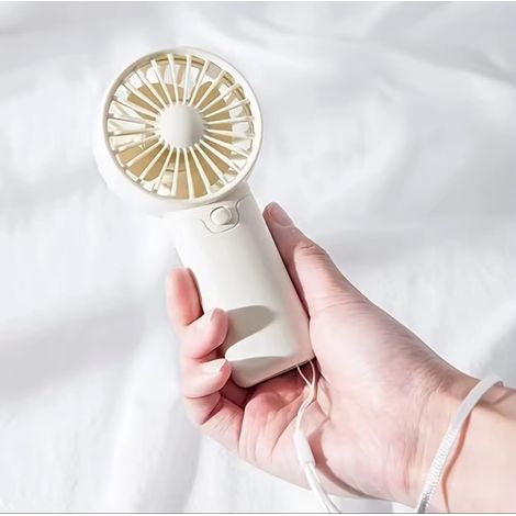 Ventilador USB portátil genérico, 12,5 cm, diseño compacto, blanco y rosa (1/3)