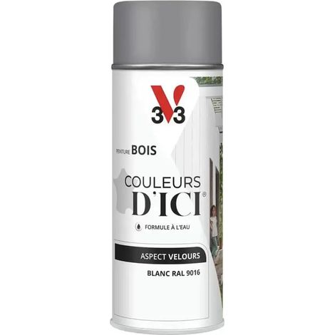 Aérosol Peinture pour Bois Extérieurs V33 Couleurs d'ICI Velours Blanc 0,4 L (1/2)