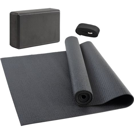 Taille unique JLX-266JELEX « Niyama » Ensemble de yoga 3 pièces : sangle de yoga, tapis et bloc