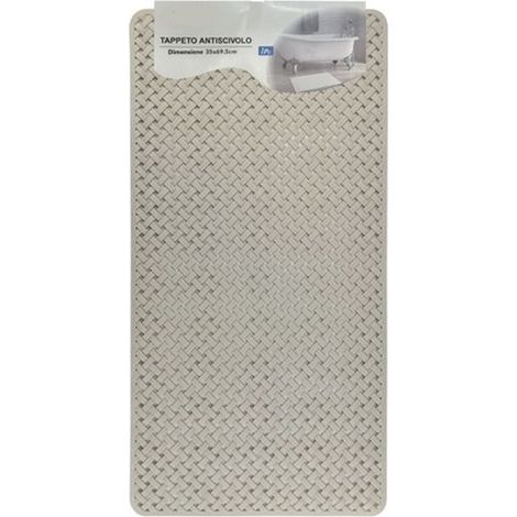 Trade Shop - Alfombra Antideslizante Trenzada Beige Para Ducha De Bañera 35x69.5cm 10795 -
