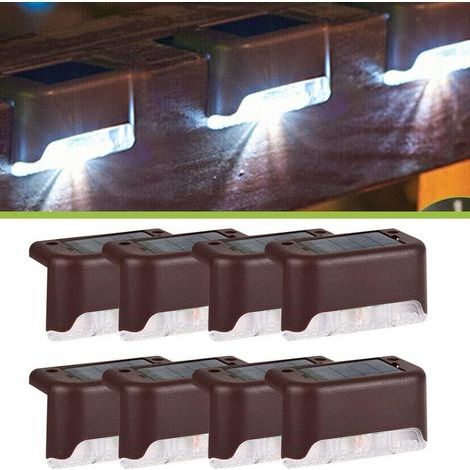 Lampade solari da esterno marroni a conchiglia, luce bianca, 8 pezzi, 7,8x2,8x4,7 cm, impermeabili, LED in acrilico, adatte per gradini delle scale (1/5)