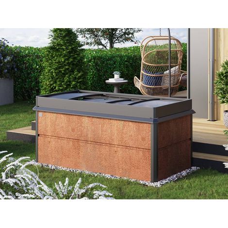 PRIMEYARD 200 x 100 x 77 cm Huerto urbano, acero corten, aspecto óxido Incl. Semillero y Protección contra babosas (1/5)