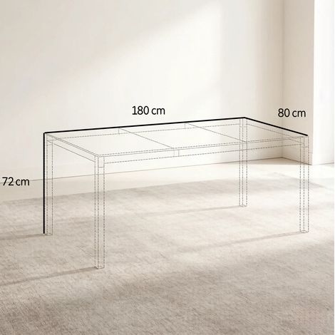 Mesa de jardín exterior de aluminio y vidrio templado negra 180 x 80 x 72 cm (1/5)