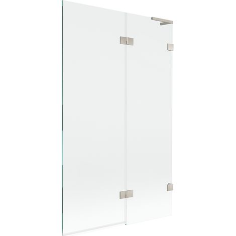 Mexen Lunar L Badewannen-Faltwand 2-teilig rechts 110 x 150 cm, transparent, gebürstetes Nickel - 897L-110-100-97-00-P (1/5)