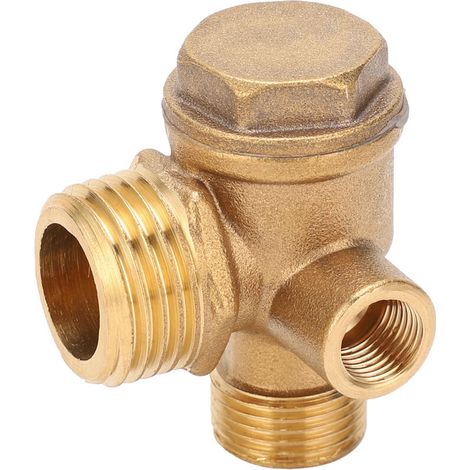 Clapet anti-retour pour compresseur à air - 3 entrées filetées mâles (1/2x3/8x10) (1/5)