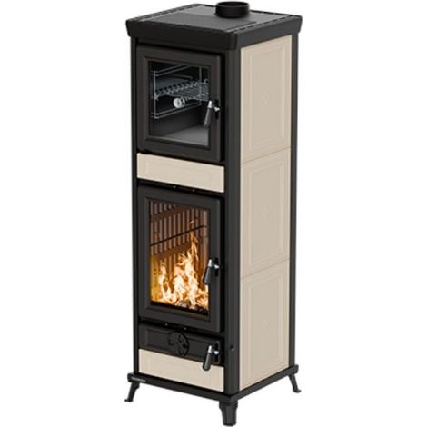 Poêle à bois avec four - THERMOROSSI Anna Evo5 Maiolica 12.5 kW  Beige (1/5)
