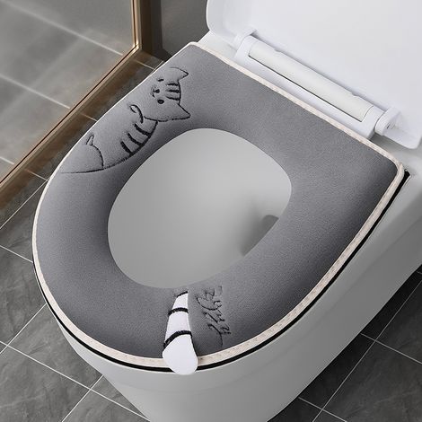 Zwei Toilettensitzbezüge – Weiche Polyesterfaserpolster für ein komfortables, wohnliches Badezimmererlebnis. (1/5)