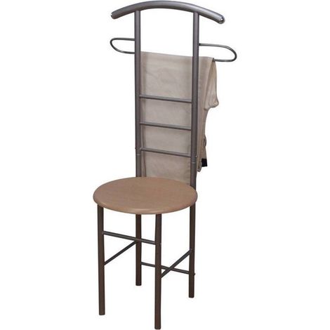 Chaise de chambre / valet de nuit portant en acier et MDF couleur hêtre MED05100
