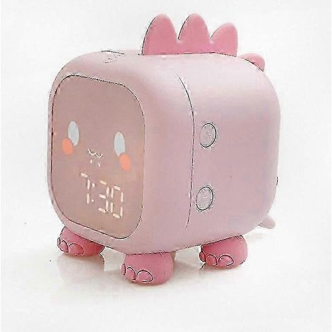 Réveil de chevet pour enfants avec veilleuse et affichage de la température, convient aux garçons et aux filles (rose). (1/5)