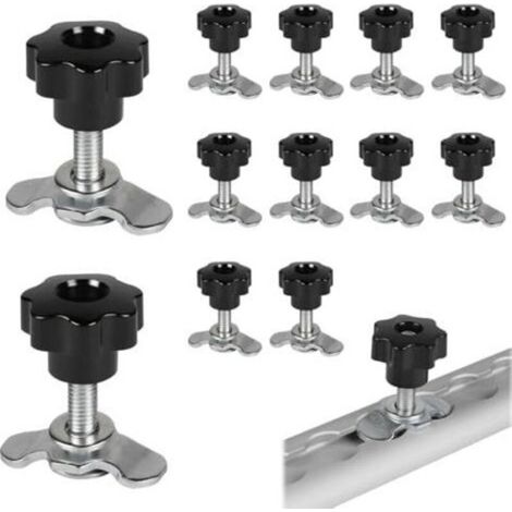 12x Aircraft Rail Screw Fitting M8x45 Aircraft Fitting Aircraft Fitting Black Star Grip Aircraft Screw Fitting Accessories End Cap for Tie Down Rails 500daN Aircraft Screw Fitting (1/5)