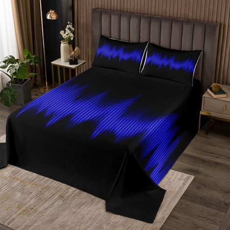 Bleu Ombre Dessus de Lit 260x240 Garçons Lignes Géométriques Couvre-Lit Filles Enfants Moderne Art Abstrait Couverture de Lit Bleu Dégradé Mode 3D Literie Esthétique Triple Spirale Décoration Literie (1/5)
