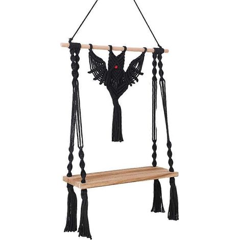 Tenture murale macramé en corde de coton tissée à la main, étagère murale décorative pour décoration intérieure, art mural bohème. (1/4)