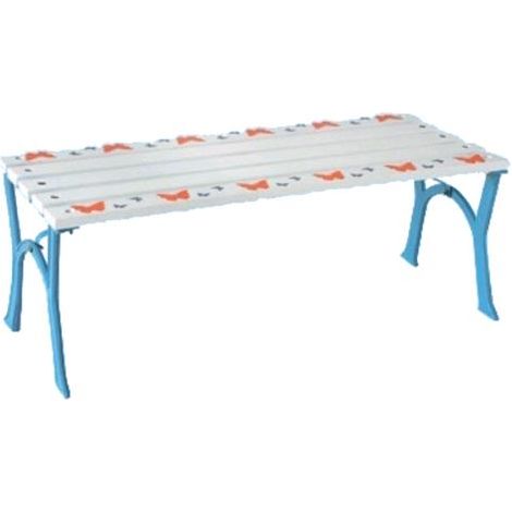 Tavolo Rettangolare Da Giardino Bimbo Happy Baby In Ghisa Celeste 80x29xh.29cm
