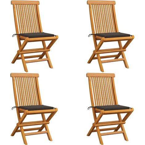 Chaises de jardin et coussins-Chaise de terrasse-Chaise d'extérieur taupe lot de 4 Bois teck massif 882532 (1/5)