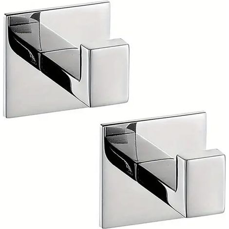 Juego de 2 ganchos autoadhesivos para toallas  Acero inoxidable 304  Instalación sin taladro  Ideal para baño, dormitorio y cocina (1/5)