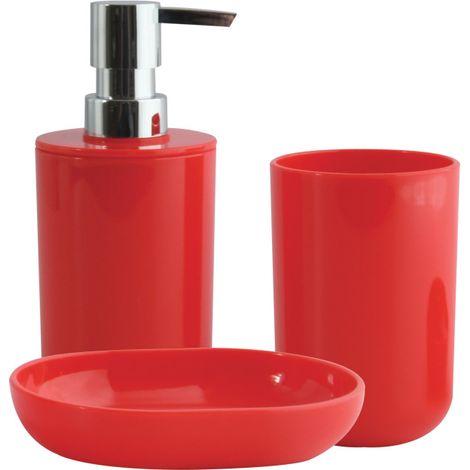 Set de 3 accesorios de baño INAGUA Rojo MSV