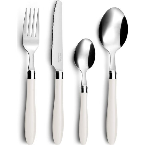 Ménagère 16 couverts de table pour 4 personnes - Réglisse - Acier inoxydable 18/0, Finition Standard - Crème (1/5)